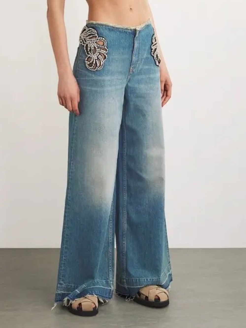 NWT Stella McCartney Diamanté Swirl Mid-Rise Wide Leg Jeans $2,600 29 - Picture 2 of 12